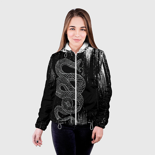 Женская куртка Snake Краски Змея ЧБ / 3D-Белый – фото 4