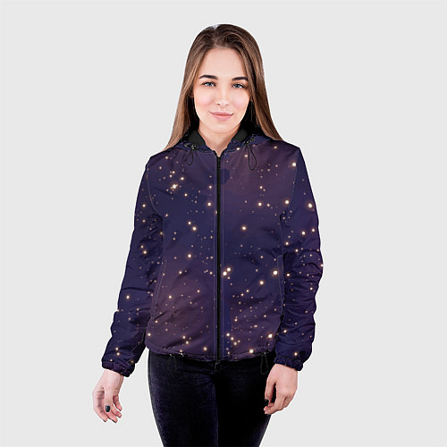 Женская куртка Звездное ночное небо Галактика Космос / 3D-Черный – фото 4