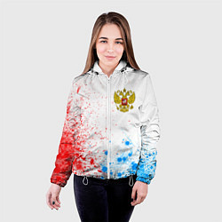 Куртка с капюшоном женская RUSSIA - ГЕРБ - Арт, цвет: 3D-белый — фото 2