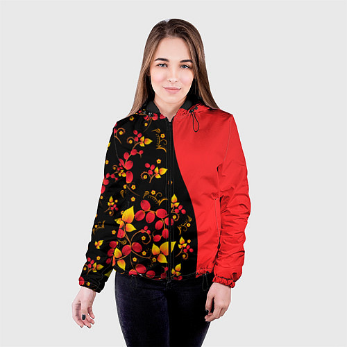 Женская куртка Хохлома Русская роспись / 3D-Черный – фото 4