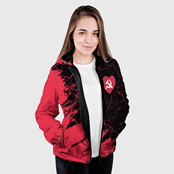 Куртка с капюшоном женская СССР - СЕРДЕЧКО Краска, цвет: 3D-черный — фото 2