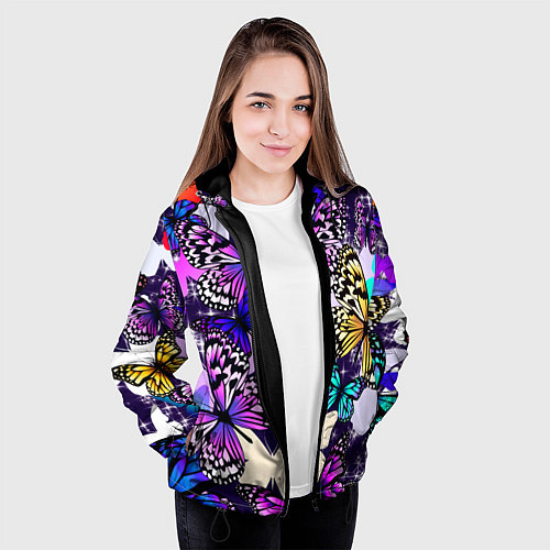 Женская куртка Бабочки Butterflies / 3D-Черный – фото 3