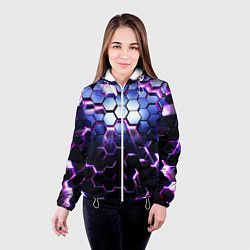 Куртка с капюшоном женская Соты - 3d, цвет: 3D-белый — фото 2