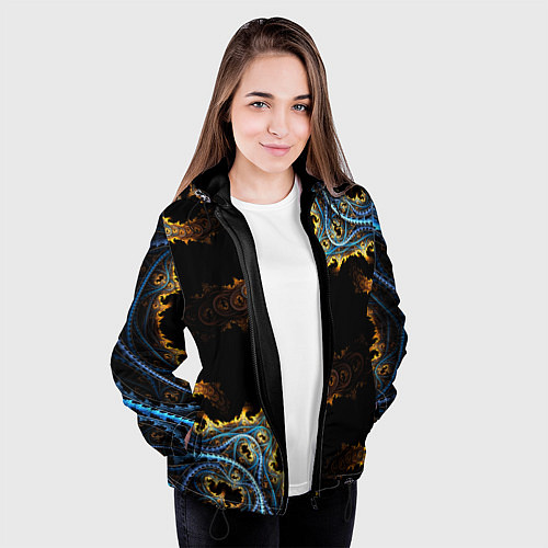 Женская куртка Огненные фракталы 3d / 3D-Черный – фото 3