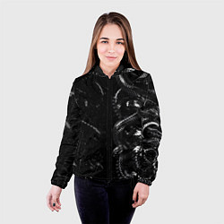 Куртка с капюшоном женская Змеиный Паттерн Snake Black, цвет: 3D-черный — фото 2