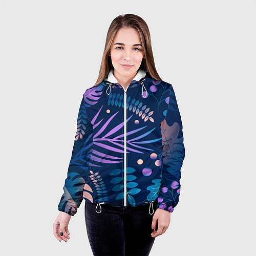 Женская куртка Ветки и листья / 3D-Белый – фото 4