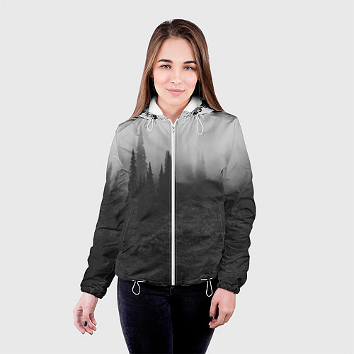 Женская куртка Туманный лес - туман / 3D-Белый – фото 4
