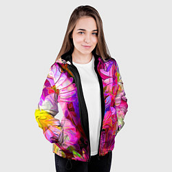 Куртка с капюшоном женская Красочный цветочный паттерн Floral pattern, цвет: 3D-черный — фото 2