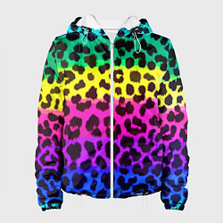 Куртка с капюшоном женская Leopard Pattern Neon, цвет: 3D-белый