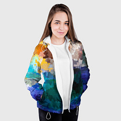 Куртка с капюшоном женская Осенний мозаичный узор, цвет: 3D-белый — фото 2