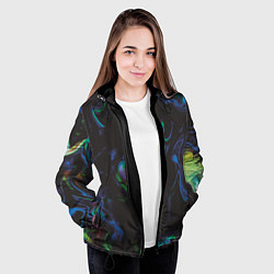 Куртка с капюшоном женская Абстракция Живописные волны, цвет: 3D-черный — фото 2