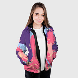 Куртка с капюшоном женская Сирневые волны, цвет: 3D-черный — фото 2