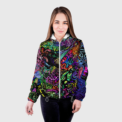 Женская куртка Абстрактный узор Vanguard Fashion Неон / 3D-Белый – фото 4