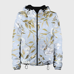 Куртка с капюшоном женская Цветы Золотые Листья, цвет: 3D-черный