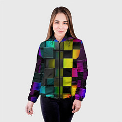 Куртка с капюшоном женская Colored Geometric 3D pattern, цвет: 3D-черный — фото 2