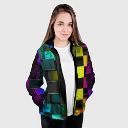 Куртка с капюшоном женская Colored Geometric 3D pattern, цвет: 3D-черный — фото 2