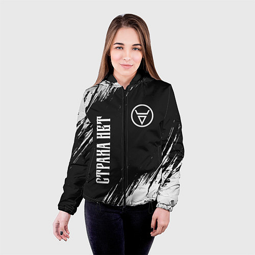 Женская куртка СТРАХА НЕТ - СИМВОЛ ВЕЛЕСА - Краска / 3D-Черный – фото 4