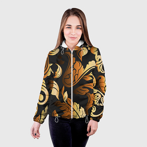 Женская куртка Узоры и листья / 3D-Белый – фото 4