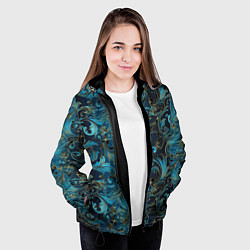 Куртка с капюшоном женская Blue Abstract Узоры, цвет: 3D-черный — фото 2