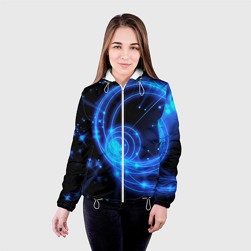 Женская куртка Неоновый космос Neon space / 3D-Белый – фото 4