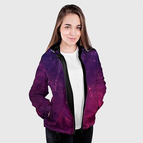 Женская куртка Абстрактные взаимосвязанные линии / 3D-Черный – фото 3