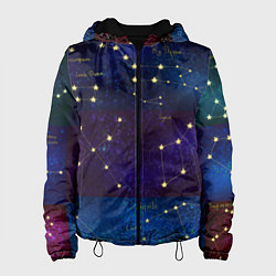 Куртка с капюшоном женская Самые известные созвездия Северного полушария лето, цвет: 3D-черный