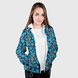 Куртка с капюшоном женская Поле синих цветов, цвет: 3D-белый — фото 2