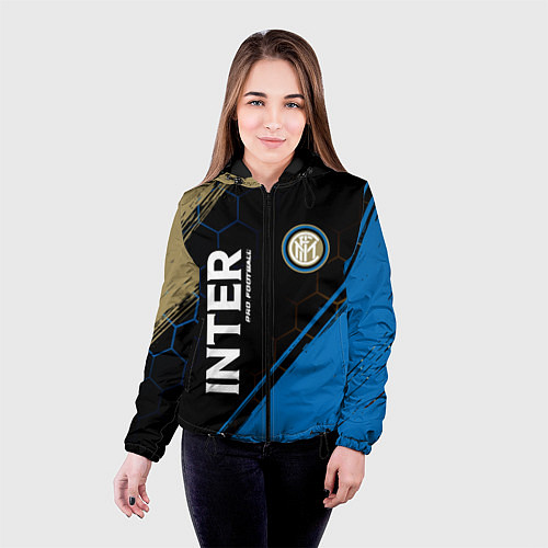 Женская куртка INTER Pro Football Краска / 3D-Черный – фото 4