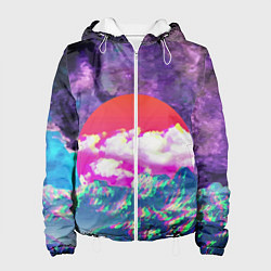 Женская куртка Закат красного солнца Импрессионизм Горы Neon