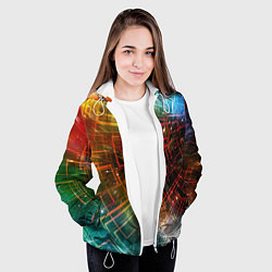 Куртка с капюшоном женская Portal - Neon Space - туннель из энергетических па, цвет: 3D-белый — фото 2