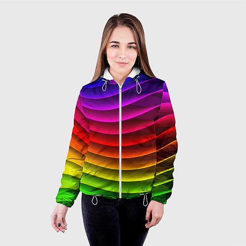 Женская куртка Color line neon pattern Abstraction Summer 2023 / 3D-Белый – фото 4