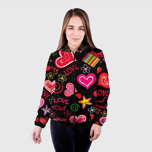 Женская куртка Я ЛЮБЛЮ ТЕБЯ РОДНАЯ! / 3D-Черный – фото 4