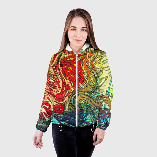 Женская куртка Хаотичные линии Abstract pattern / 3D-Белый – фото 4