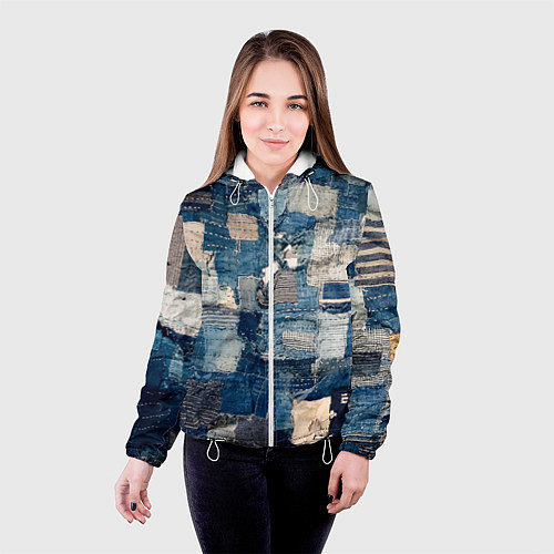 Женская куртка Patchwork Jeans Осень Зима 2023 / 3D-Белый – фото 4