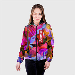 Куртка с капюшоном женская Красочный летний цветочный паттерн Summer color pa, цвет: 3D-черный — фото 2