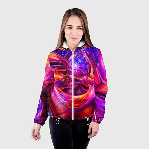 Женская куртка Abstract color neon composition Абстрактная неонов / 3D-Белый – фото 4
