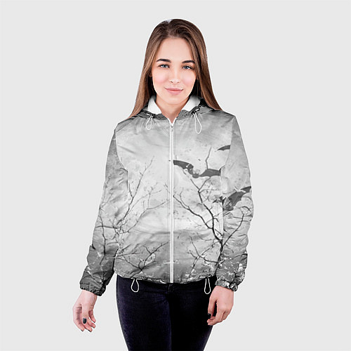 Женская куртка Ночь Луна Летучая мышь / 3D-Белый – фото 4