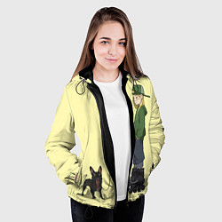 Куртка с капюшоном женская Девочка и собака-улыбака, цвет: 3D-черный — фото 2