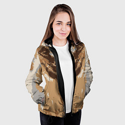 Куртка с капюшоном женская Абстрактный, графический узор коричневого цвета, цвет: 3D-черный — фото 2