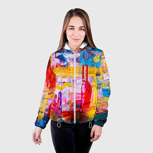 Женская куртка Импрессионизм Лето Абстракция Impressionism Summer / 3D-Белый – фото 4