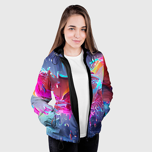 Женская куртка Neon splashes / 3D-Черный – фото 3