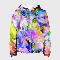 Куртка с капюшоном женская Красочный цветочный узор Весна - Лето 2023 Colorfu, цвет: 3D-белый