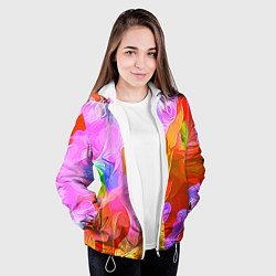 Куртка с капюшоном женская Красочный цветочный паттерн Весна - Лето 2025 Colo, цвет: 3D-белый — фото 2