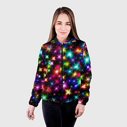 Куртка с капюшоном женская ЦВЕТНЫЕ ЗВЕЗДЫ COLORED STARS, цвет: 3D-черный — фото 2