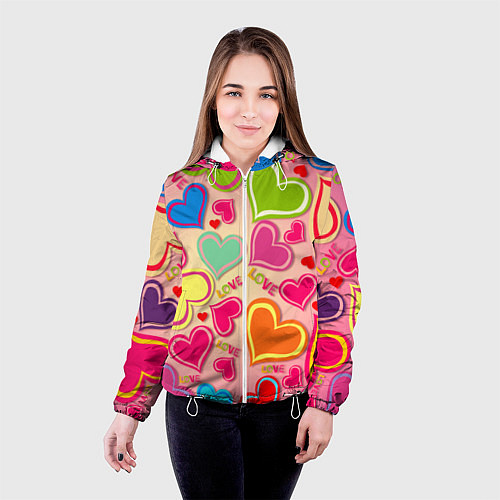 Женская куртка ЛЮБОВНЫЕ СЕРДЕЧКИ LOVE HEARTS / 3D-Белый – фото 4