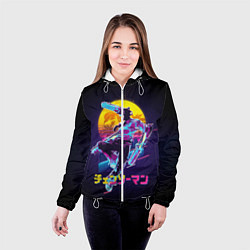 Куртка с капюшоном женская CHAINSAW MAN on the background of the moon, цвет: 3D-белый — фото 2