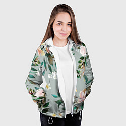 Куртка с капюшоном женская Цветы Цветочный Букет, цвет: 3D-белый — фото 2