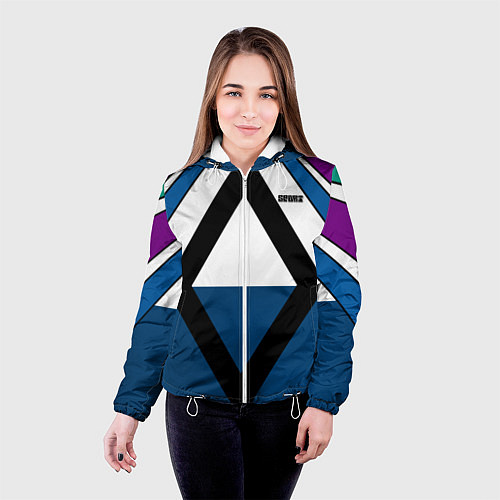 Женская куртка Геометрический молодежный узор с надписью Спорт / 3D-Белый – фото 4