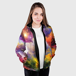 Куртка с капюшоном женская Красочный горный пейзаж Грузия Colorful mountain l, цвет: 3D-черный — фото 2