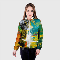 Куртка с капюшоном женская Абстрактные мазки цветной краской strokes of paint, цвет: 3D-белый — фото 2